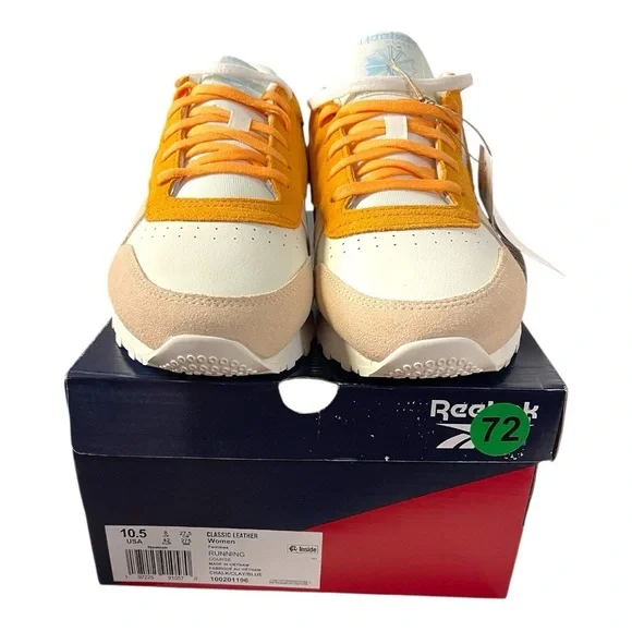 Reebok Classic Leather Sneakers Women’s Size 10.5 – Chalk / Vital Blue / Orange - Picture 6 of 9